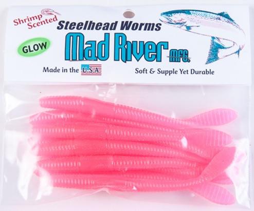 MAD RIVER 4'S/H WORMS(9) GLOW PINK