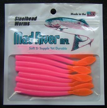 MAD RIVER 4'S/H WORMS(9) PINK/ORANGE TL