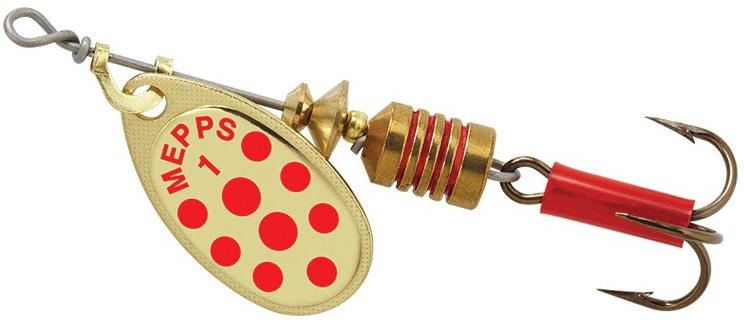 MEPPS 1/8 AGLIA SPINNER  GOLD/RED DOT
