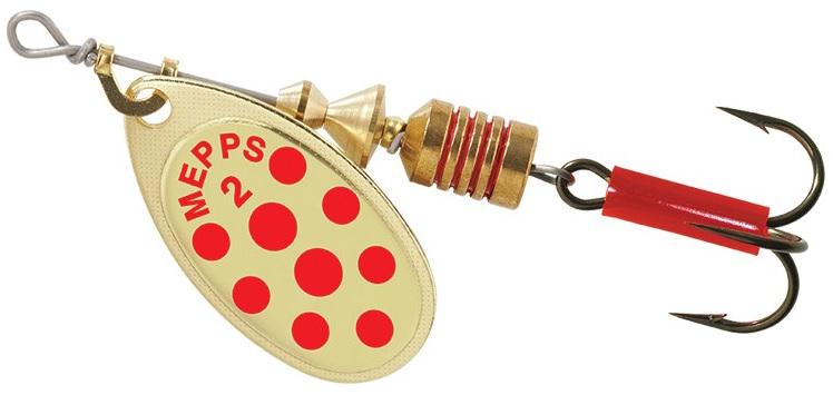 MEPPS 1/6 AGLIA SPINNER  GOLD/RED DOT