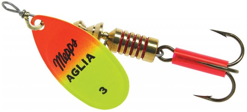 MEPPS 1/4 AGLIA SPINNER  HOT-ORG/CHAR
