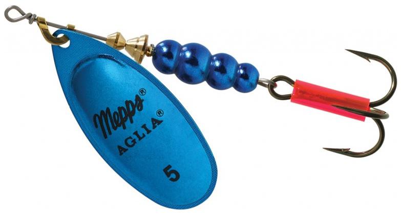 MEPPS 1/2 AGLIA SPINNER  BLUE ALL SZ 3 4 5 WITH TREBLE/EXTRA SIWASH HK