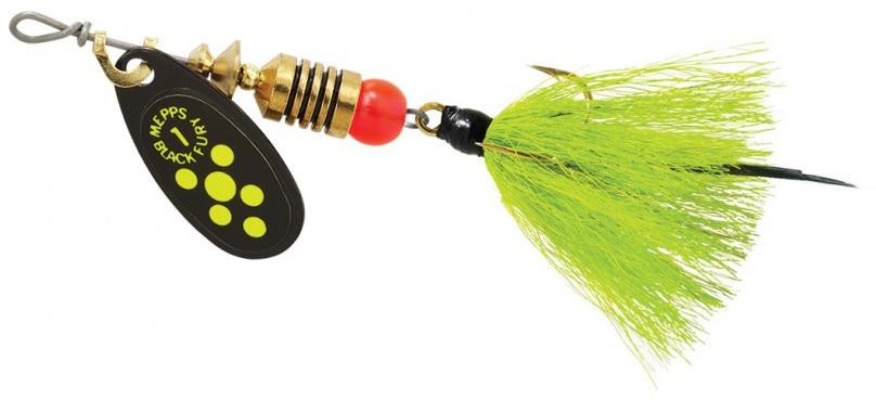 MEPPS 1/8 BLKFURY W/CHART TAIL CHART-DOT