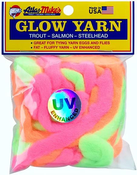 MIKE'S/ATLAS UV GLOW YARN ASST. COLORS (CHARTREUSE/PINK/ORANGE)