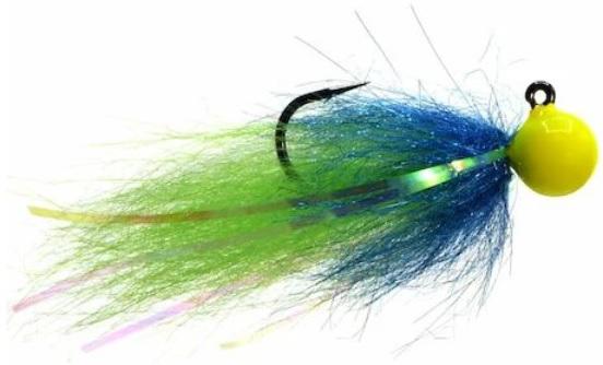 MUSTAD ADDICTED TAILOUT TWITCHER 3/4oz UV CHART-ANADRO BLUE-GREEN MACHINE