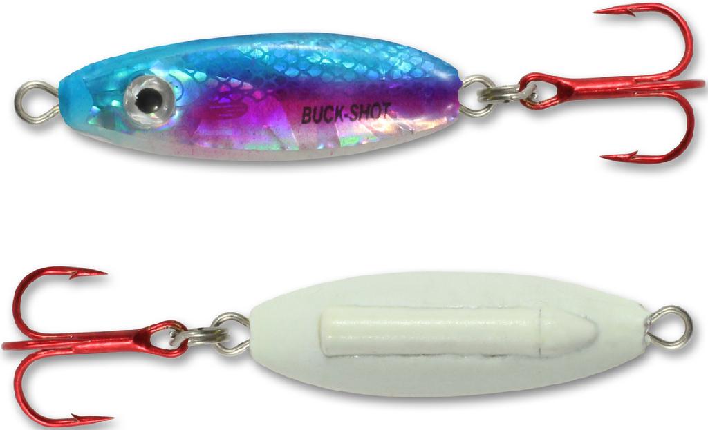 N.LAND BUCK-SHOT RATTLE SPOON 1/8oz GLO RAINBOW