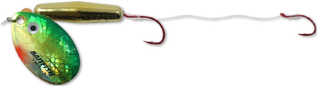 N.LAND BAITFISH FLOAT'N SPIN HARNESS #4 YELLOW PERCH TANDEM HOOK 60' SNELL