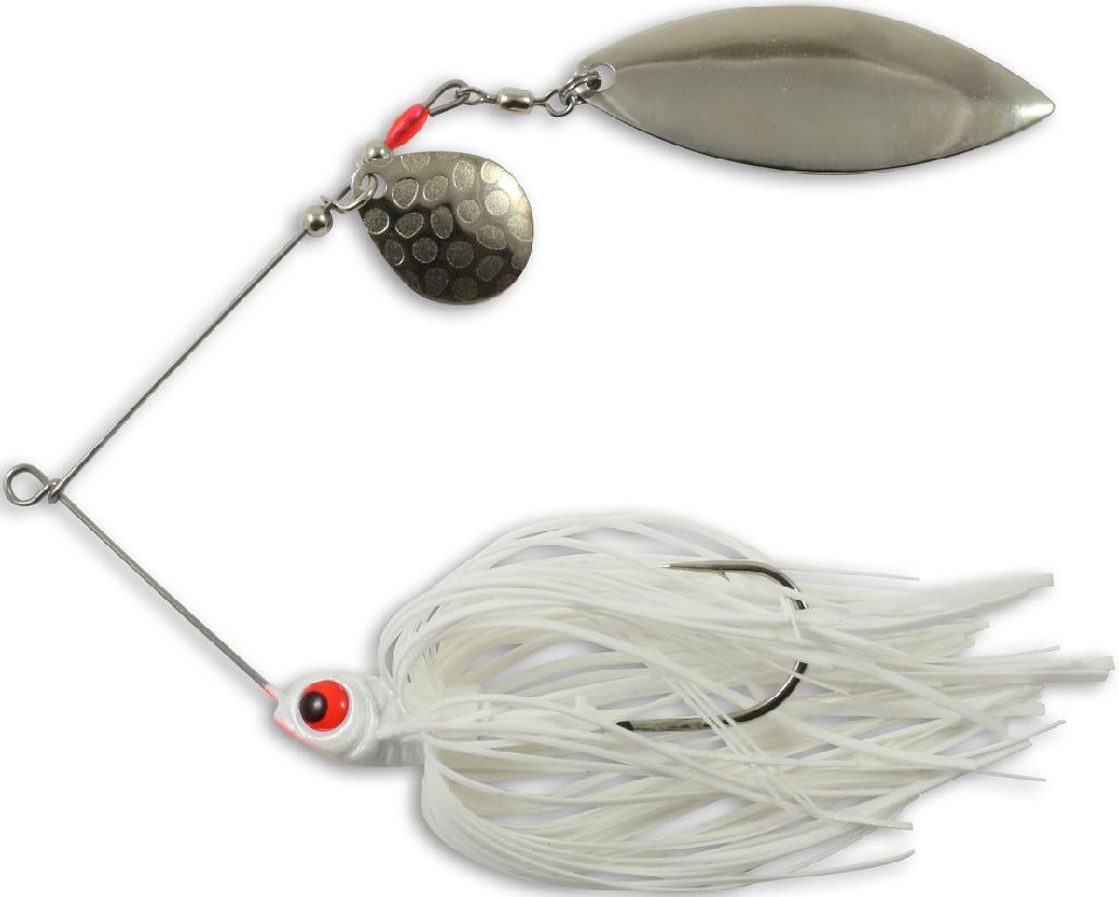 N.LAND REED RUNNER SPINNERBAIT 3/8oz WHITE SHAD TANDEM BLADE COLORADO/WILLOW
