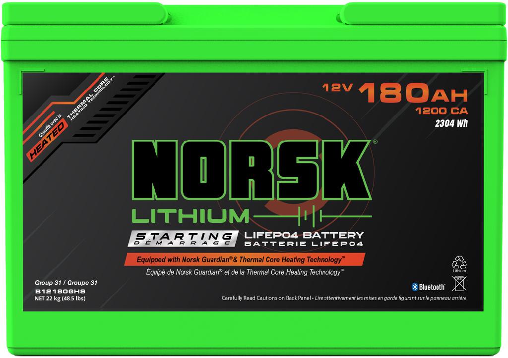 NORSK LITHIUM STARTING BATTERY 12V-180AH HEATED W/GUARDIAN (HAZ DOC REQUIRED)