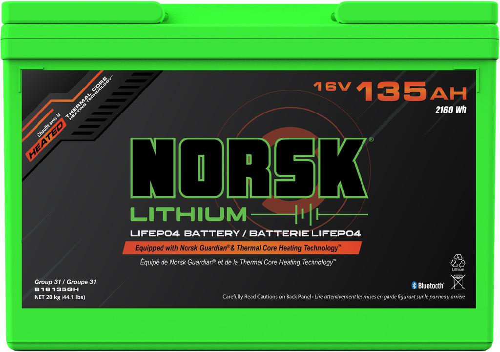 NORSK LITHIUM HOUSE/TROLL BATT 16V-135AH HEATED W/GUARDIAN (HAZ DOC REQUIRED)
