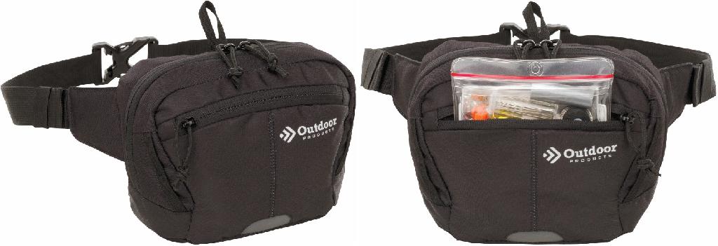 OUTDOOR PRODUCTS ESSENTIAL WAIST PACK- 3-POCKETS-GEAR LOOPS (2 LITERS)