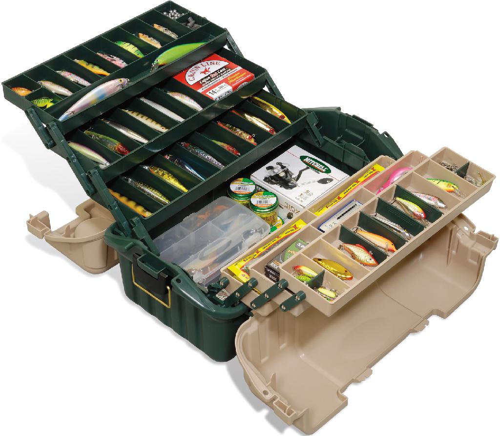 Plano 861600 Hip Roof Tackle Box, 6 Trays, Green/Sandstone