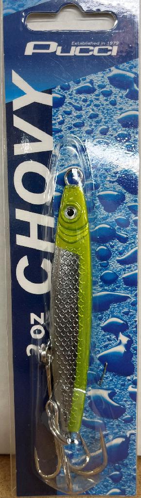 PUCCI 3oz CHOVY JIG  CHROME/CHART-HEAD