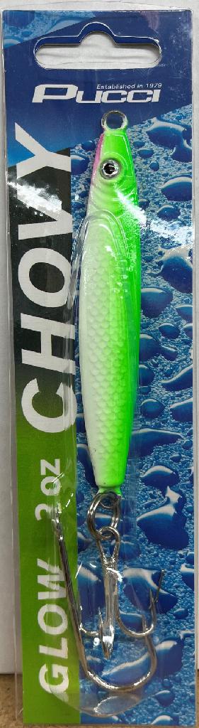 PUCCI 3oz CHOVY JIG  GLOW DIMEN