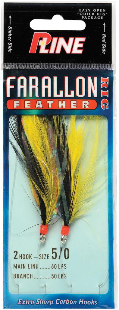 PLNE FARALLON FEATHER 2HK 5/0 YELLOW/BLK
