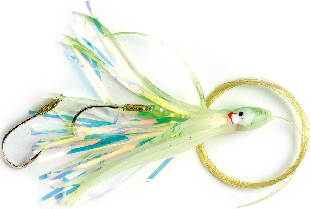 PLNE RIGGED SQUID SKIRT 4.5' GLOW GREEN SPOTS