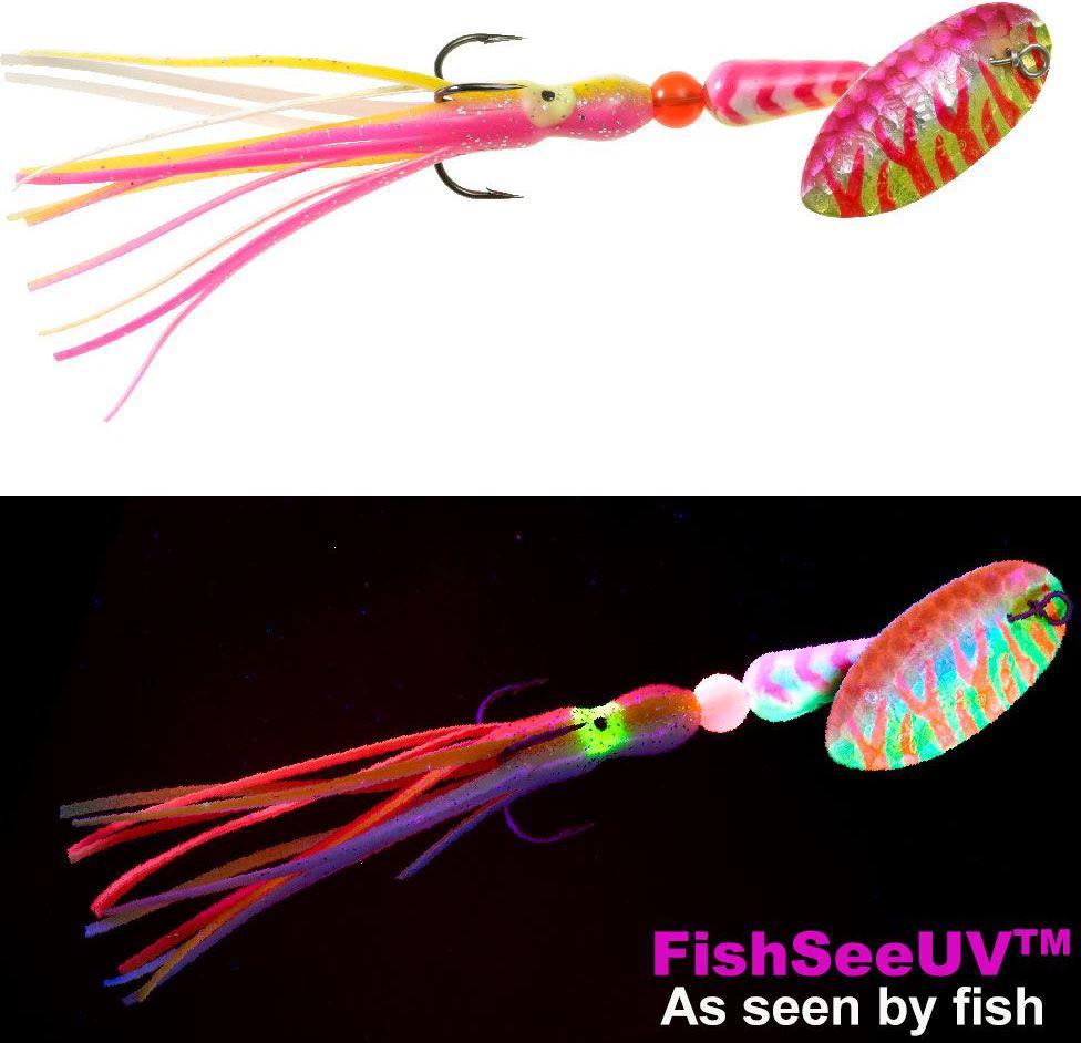 PMTN SAL/SH HOOCHIE SPINNER 1/2oz HMYPT #PMSSTUVHHS15 HAM.UV YELLOW PINK TIGER