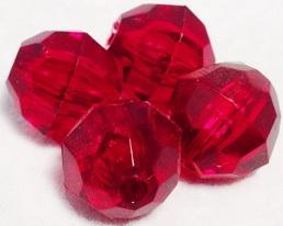 POULSEN FACETED BEAD 70PK FLUOR RED