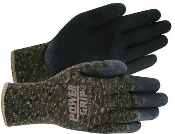 RED STEER CAMO POWERGRIP GLOVE  MEDIUM BLACK TEXTURED RUBBER PALM  CAMO LINER