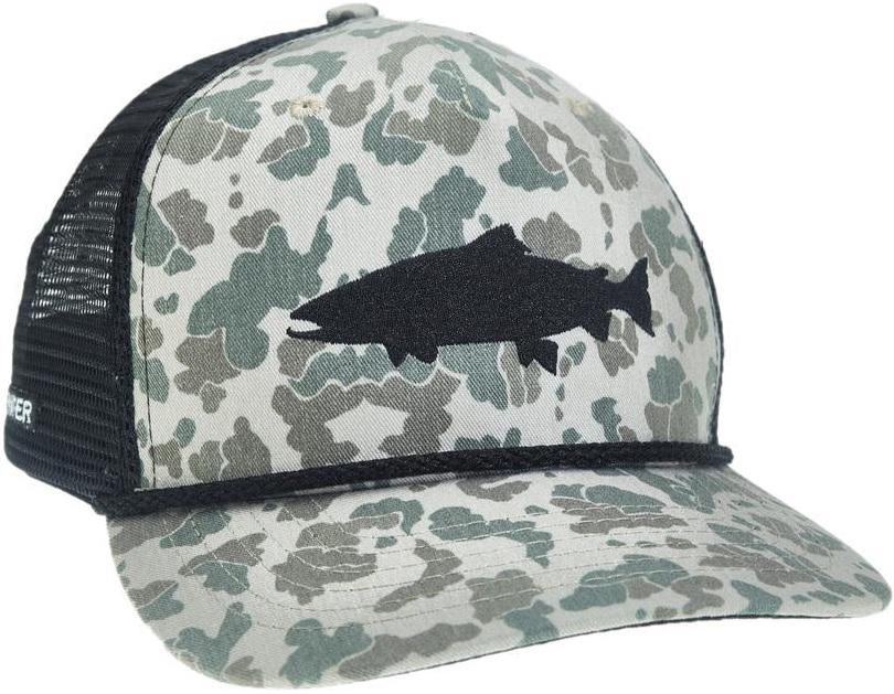 RYW CAMO TROUT RETRO TWILL HAT CAMO/BLK 5-PANEL FIT
