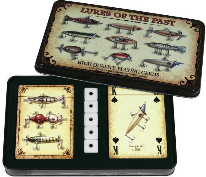 R.EDGE PLAYING CARDS AND DICE SET-LURES OF THE PAST COMES IN COLLECTABLE TIN