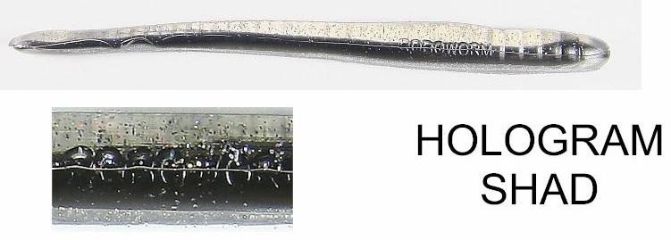 ROBO 4.5' FAT WORM(8) HOLOGRAM SHAD clear w/hologram flake/smoke/pearl
