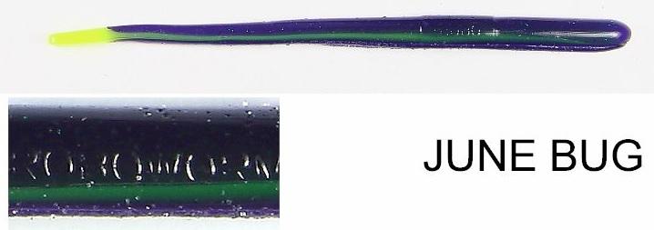 ROBO 4.5' ST WORM(10) JUNE BUG black grape w/green flake/chartruse tail