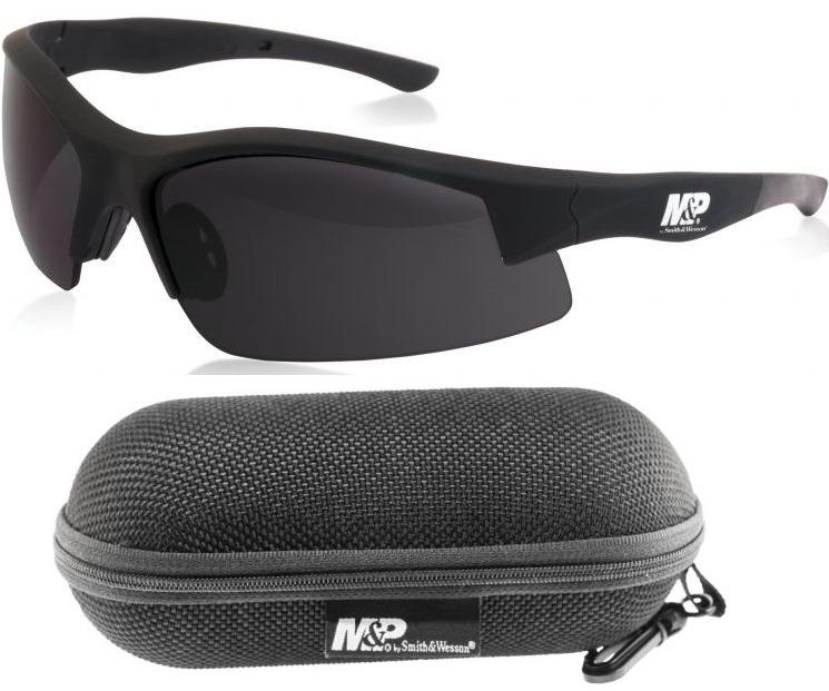 Smith & Wesson Super Cobra Shooting Glasses, Black Rubberized Frame, Smoke Lens, Anti-Fog, Non-Slip, Zippered Case, Microfiber Cloth Included - Model 110169 - Smith & Wesson