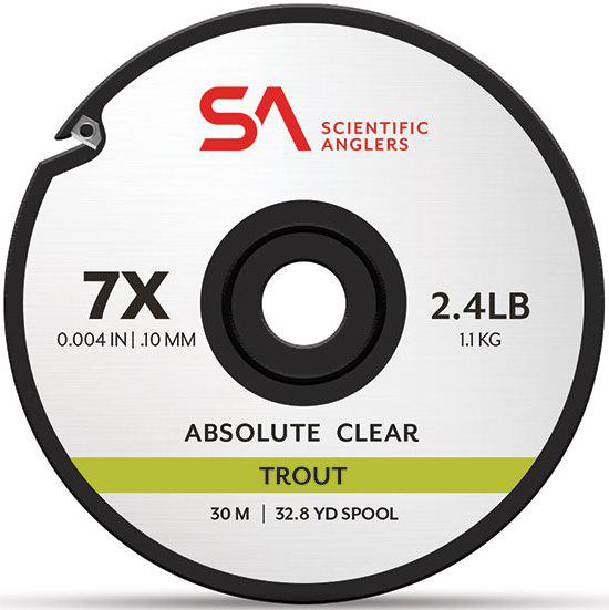 SALR ABSOLUTE NYLON TIPPET 30M CLEAR 1X W/BUILT-IN CUTTER  13.9# TEST