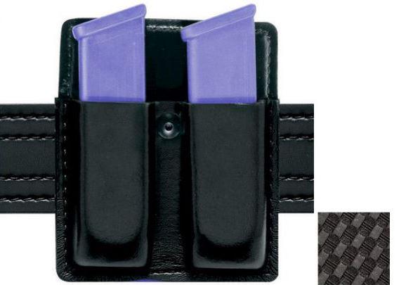SAFARILAND M/75 OPEN TOP DBL. MAG POUCH LEATHER BASKETWEAVE FOR GLOCK 17 19 22