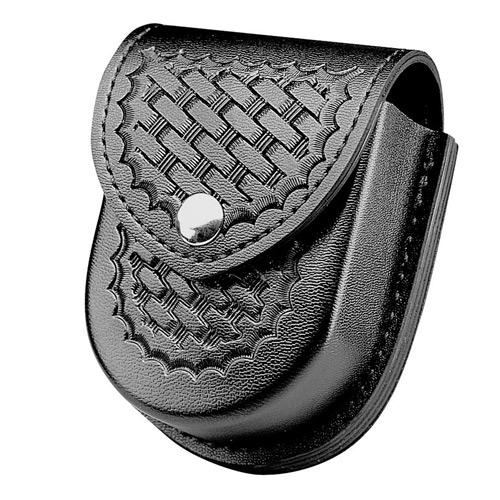 SAFARILAND M/290 DBL HANDCUFF POUCH FLAP BLACK B/WEAVE  CHROME