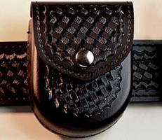 SAFARILAND M/90 HANDCUFF CASE  TOP FLAP BLACK B/WEAVE  CHROME