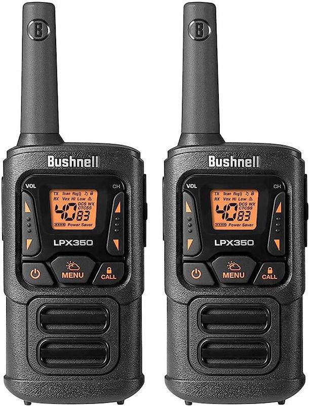 BUSHNELL LPX350 1 WATT WALKIE TALKIE RADIOS (25-MILE)40 CHANNELS-RECHARGEABLE