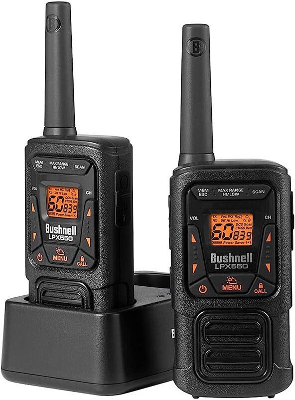 BUSHNELL LPX550 2 WATT WALKIE TALKIE RADIOS (36-MILE)60 CHANNELS-RECHARGEABLE
