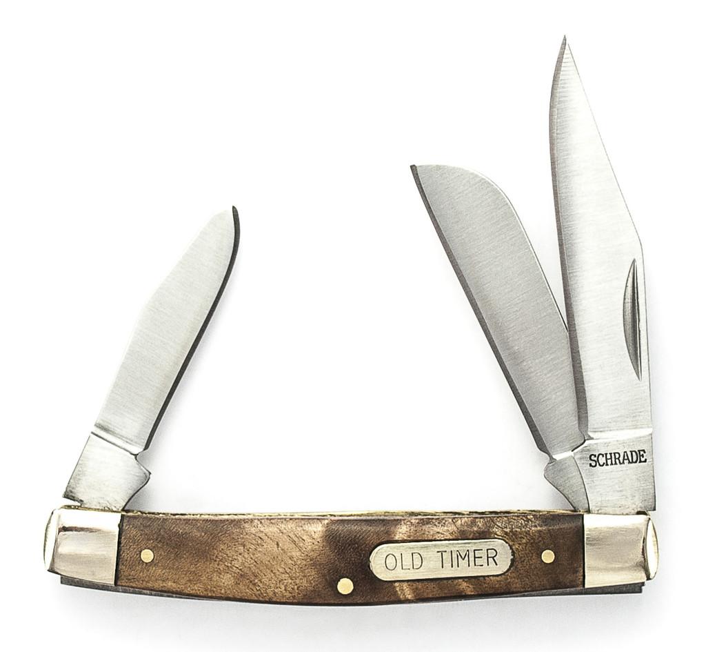 Old Timer 34OTW Middleman 3 Blade 2.4" Folding Knife Wood Handle