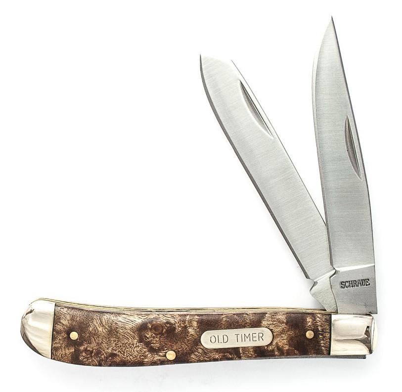 OLD TIMER 94OTW GUNSTOCK TRAPPER KNIFE DESERT IRON WOOD HANDLE (2 BLADES)*HANG*