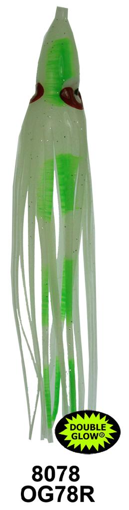 SILH 4-1/4'SQUIDS(5) GLOW GRN SPOT