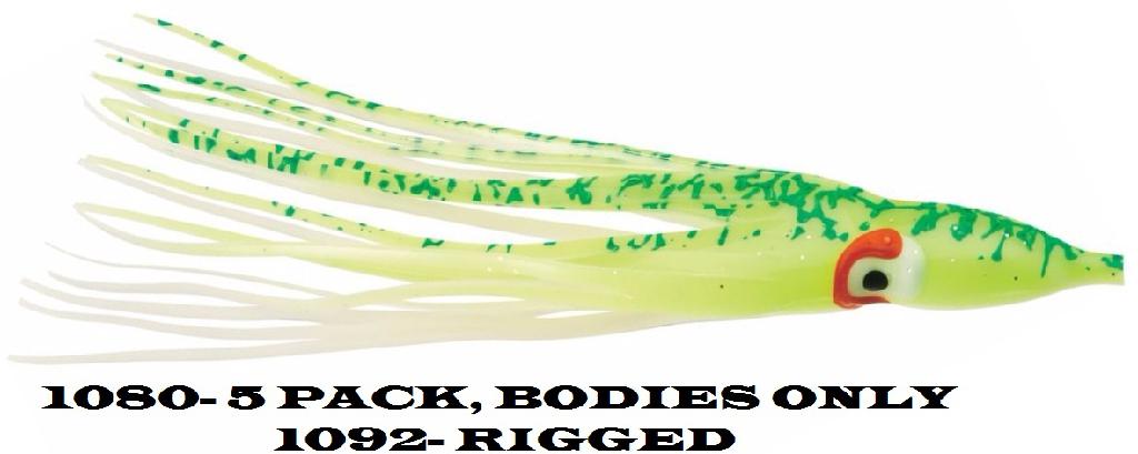 SILH 4-1/4'SQUIDS(5) GLOW/CHART SPATTER