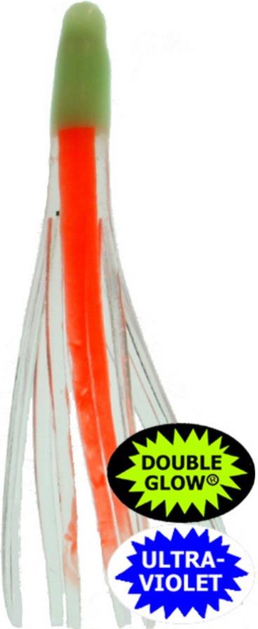 SIL SHRIMP SQUIDS 1-1/2'(5) UV CLEAR FLA ME STRIPE/GLOW HEAD