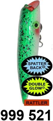 SIL ACE HI 5'PLUG SGL HK GLW GRN SPATTER BACK(SINGLE HOOK WITH RATTLE)