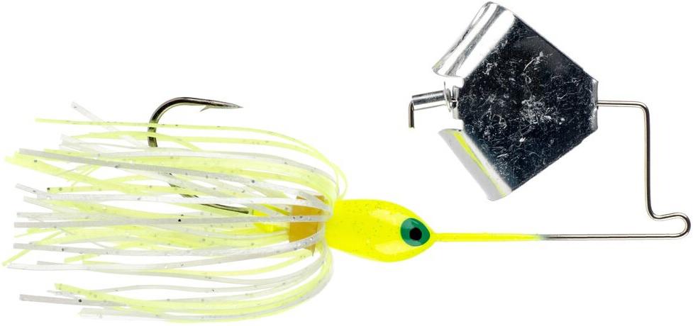 Strike King Mini Pro-Buzz Buzzbait, White/Chartreuse, 1/8oz, Diamond Dust Head & Skirt, Single Pack