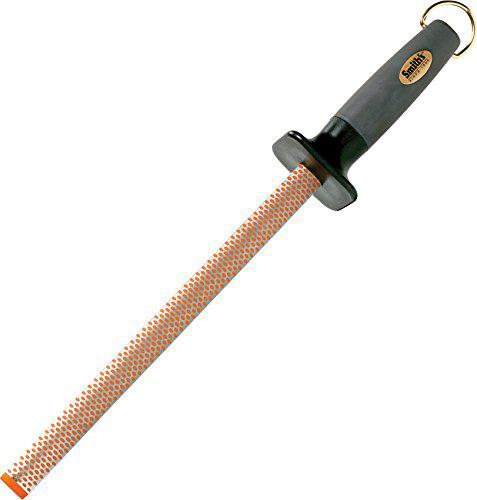 Smiths Diamond Sharpening Steel 10in - Fine Diamond Grit 750 - Soft Grip Handle - Hang-up Ring