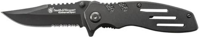 S/WESSON EXTREME OPS 3.1' LINER LOCK FOLDING KNIFE W/POCKET CLIP-BLACK *HANG*