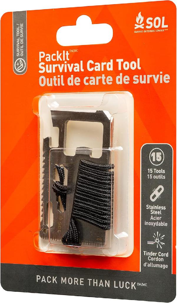 Gunarama SOL Packit Survival Card Tool Multi-Feature Stainless Steel - SOL