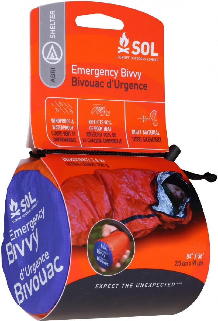 S.O.L SURVIVAL EMERGENCY BIVVY 84X36' WATERPROOF LIGHTWEIGHT (ORANGE)