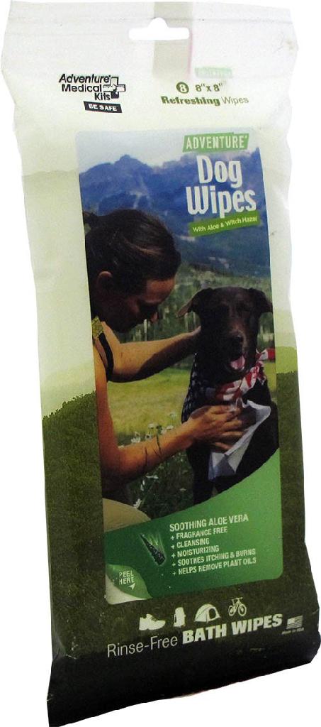 ADVENTURE DOG WIPES 8PK  W/ALOE-RICH  WITCH HAZEL TO RELIEVE BURNING AND ITCH - Gunarama