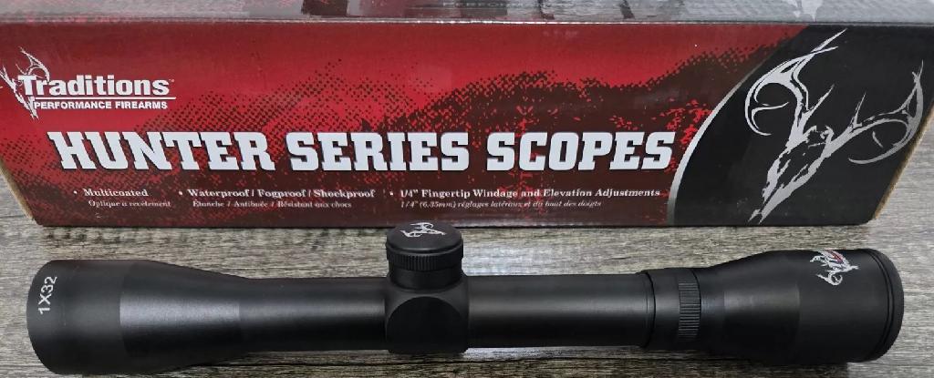 TRADITIONS 1X32MM MUZZLELOADER SCOPE CIRLCE RET. 1' TUBE MATTE (WA COMPLIANT)