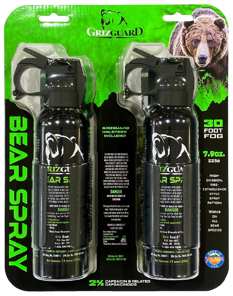 UDAP GRIZGUARD BEAR PEPPER SPRAY  7.9OZ WITH PLASTIC GRIZGUARD HOLSTERS (2-PACK)