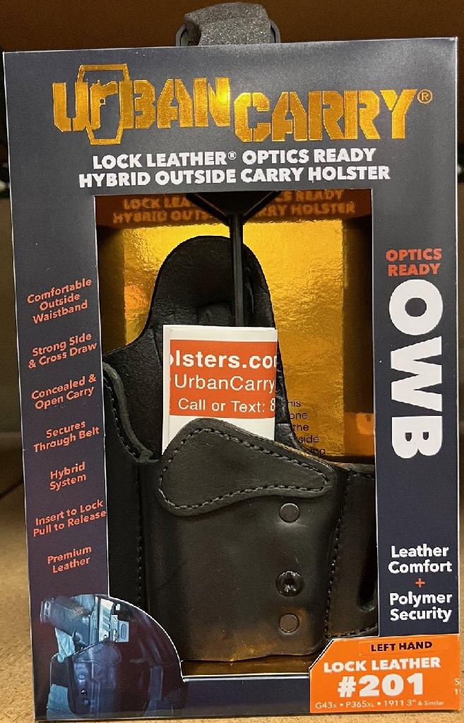 URBAN CARRY LOCKLEATHER RMR OWB HOLSTER  201 SIZE (RMR CUT) BLACK-LH