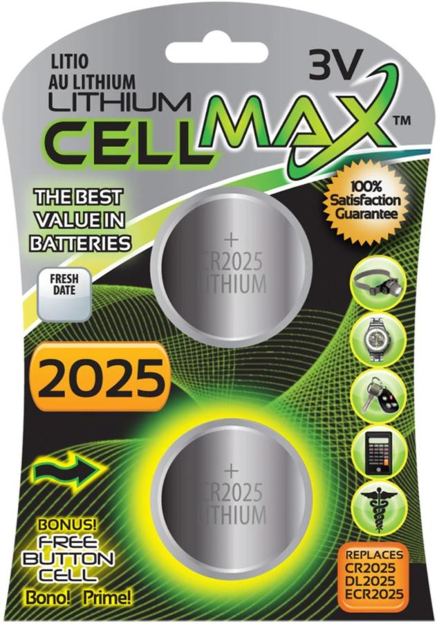 VALUE MAX CELL MAX 2025 3 VOLT LITHIUM BATTERY  2 PACK